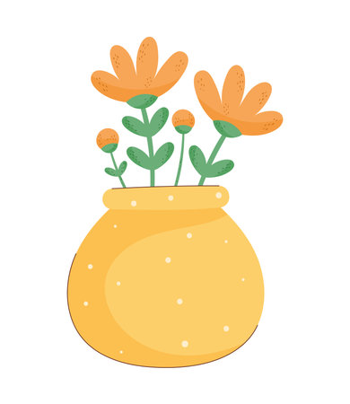 orange flowers in vaseのイラスト素材