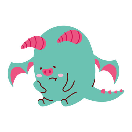 demon seated kawaii styleのイラスト素材