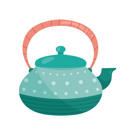 green kitchen teapotのイラスト素材
