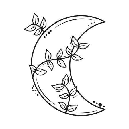 crescent moon minimalist tattooのイラスト素材