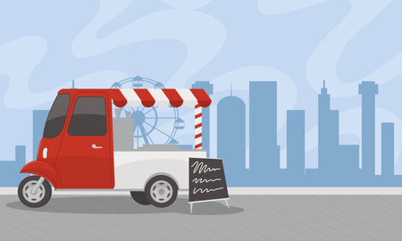 food truck on the cityのイラスト素材