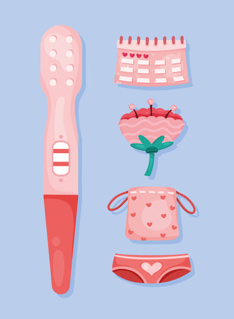 five menstruation cycle iconsのイラスト素材
