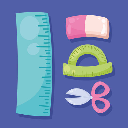 school supplies four iconsのイラスト素材