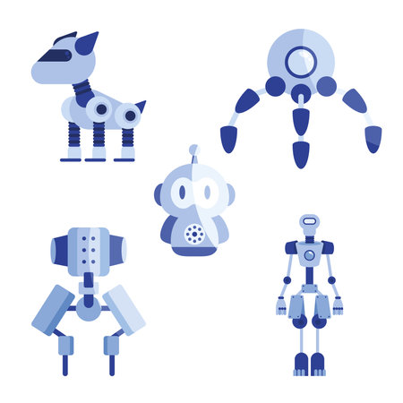 five blue robotsのイラスト素材