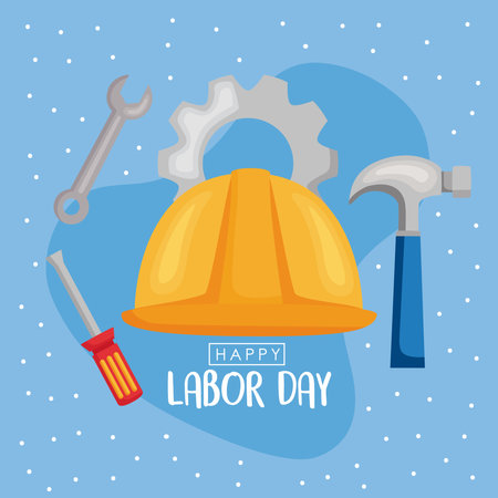 labor day lettering with equipmentのイラスト素材