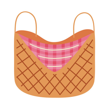 basket straw with tableclothesのイラスト素材