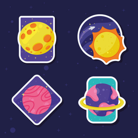 space outer four iconsのイラスト素材