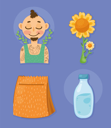 four eco friendly iconsのイラスト素材