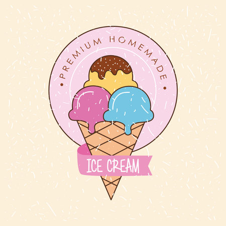 cone ice cream stickerのイラスト素材