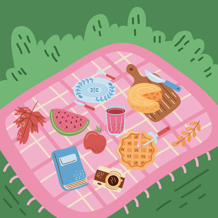 picnic time top viewのイラスト素材
