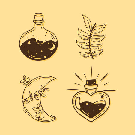 minimalist style tattoos set iconsのイラスト素材