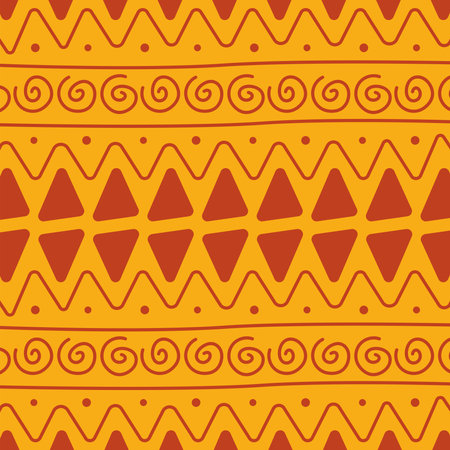 orange african culture patternのイラスト素材