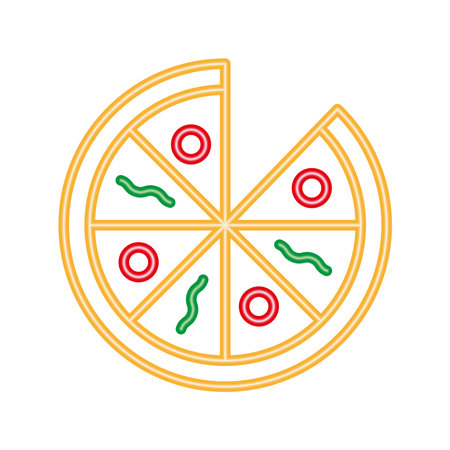 pizza neon light styleのイラスト素材