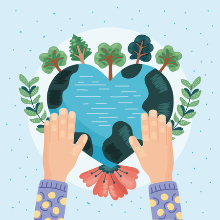 hands lifting heart earthのイラスト素材