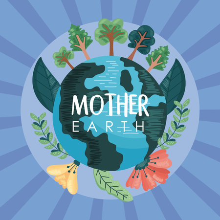 mother earth lettering cardのイラスト素材