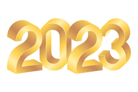 golden 2023 new year numbersのイラスト素材