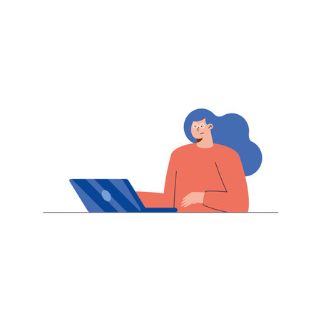 young woman using laptopのイラスト素材