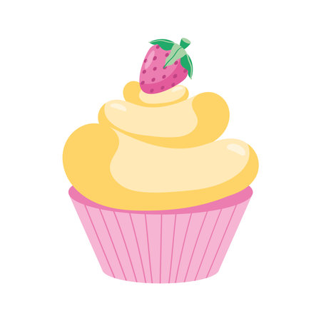 sweet cupcake with strawberryのイラスト素材