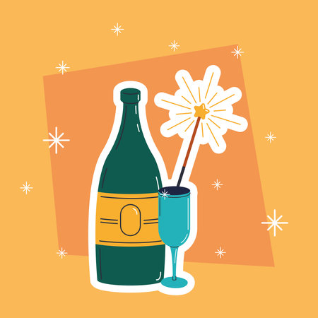 champagne bottle and cup celebrationのイラスト素材