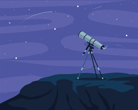telescope looking at outer spaceのイラスト素材
