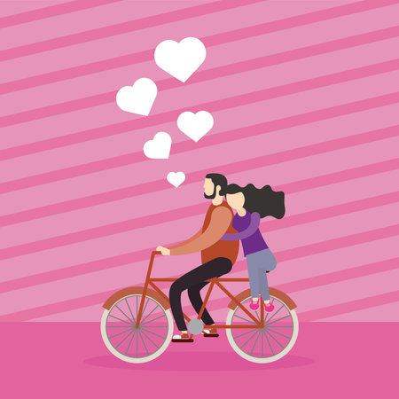 couple in bicycleのイラスト素材