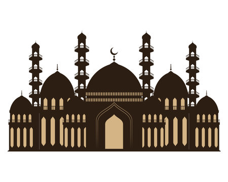 muslim mosque black facadeのイラスト素材