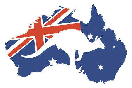 australian flag in mapのイラスト素材
