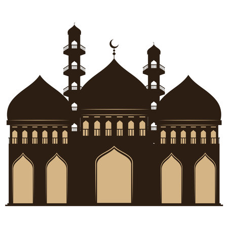 muslim mosque silhouette facadeのイラスト素材