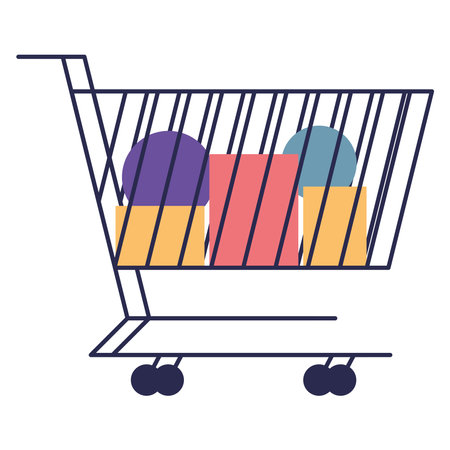 shopping cart with packsのイラスト素材