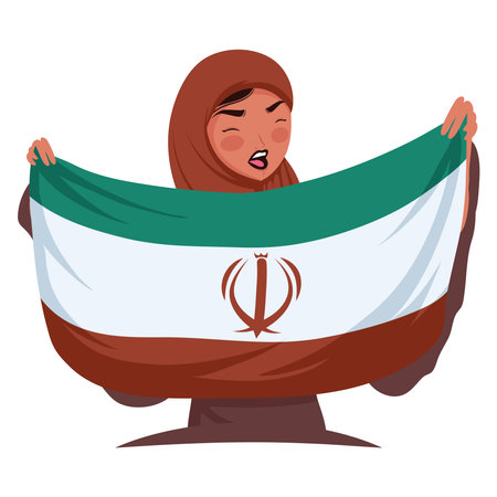 iranian woman with flagのイラスト素材