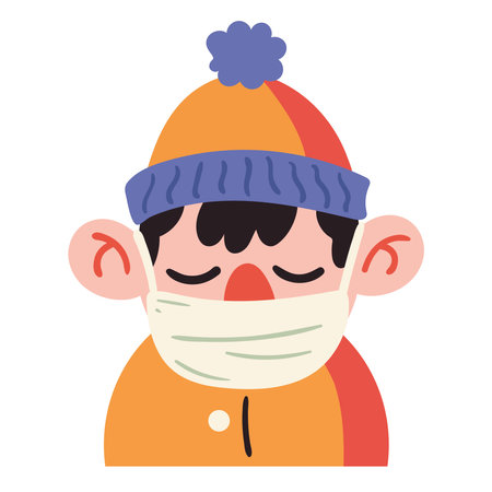 man sick with face maskのイラスト素材