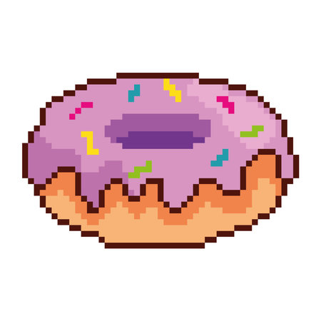 purple sweet donut pixelatedのイラスト素材