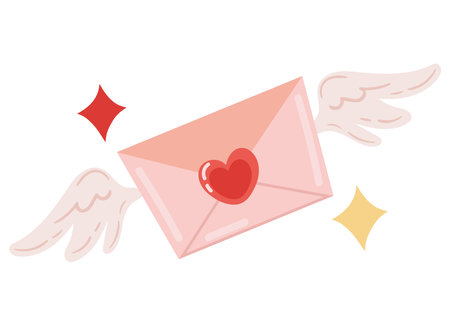 envelope flying with heartのイラスト素材