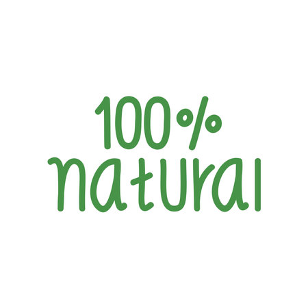 100 percent natural lettering greenのイラスト素材