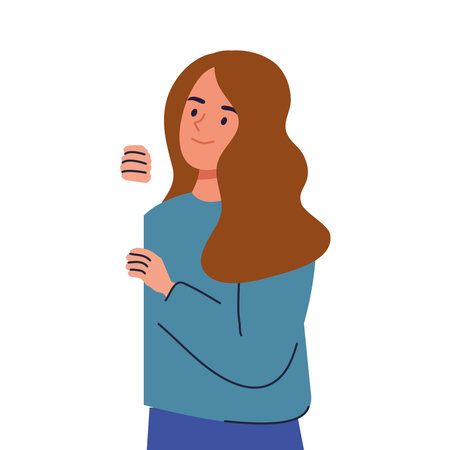 young woman with labelのイラスト素材