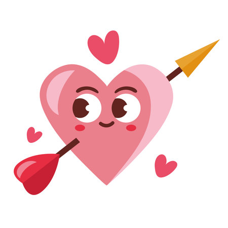 heart with arrow kawaiiのイラスト素材