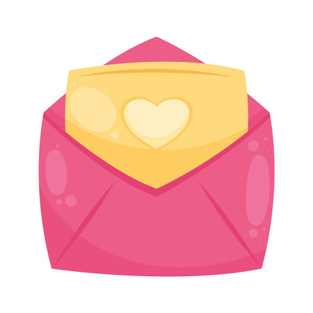 romantic letter with heartのイラスト素材