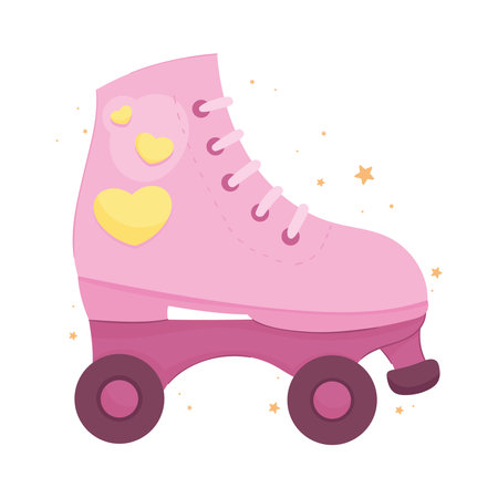 pink skate rollerのイラスト素材