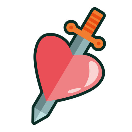 heart crossed with swordのイラスト素材