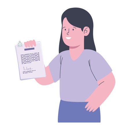 woman with signed contractのイラスト素材
