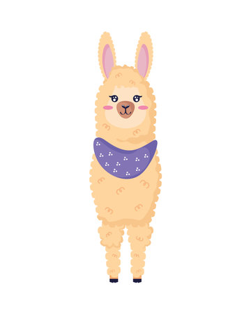 llama wearing purple kerchiefのイラスト素材
