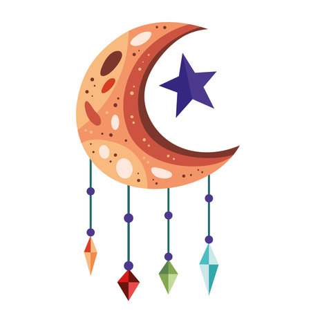 crescent moon Boho styleのイラスト素材