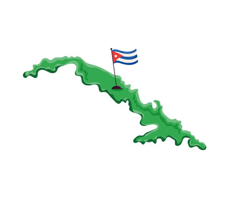 cuba flag in mapのイラスト素材