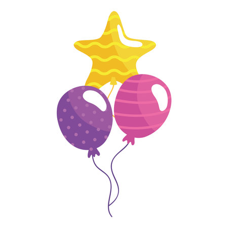 three balloons helium floatingのイラスト素材