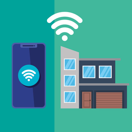 smarthouse tech with smartphoneのイラスト素材