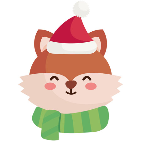 cute fox with christmas clothesのイラスト素材