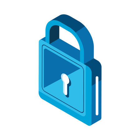 blue secure padlock isometricのイラスト素材
