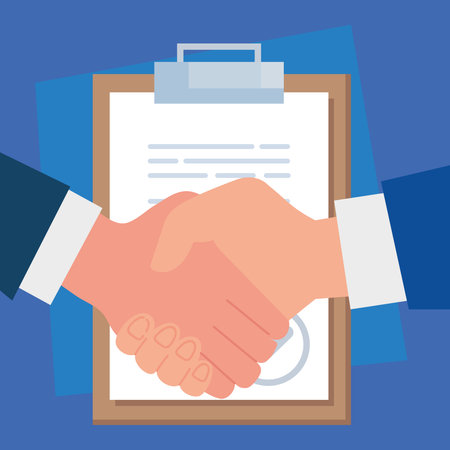 handshake with clipboard documentのイラスト素材