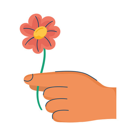 hand human with flowerのイラスト素材
