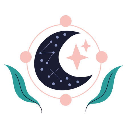 esoteric crescent moonのイラスト素材